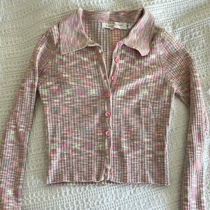 Pink Collared Knit top